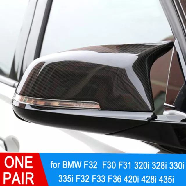 Pair Carbon Fiber Rearview Mirror Cover Caps For BMW F32 F30 F31 F33 F36 New