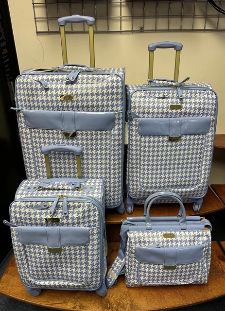 New Samantha Brown Houndstooth 4 Piece Set Lavender / White Color Spinner
