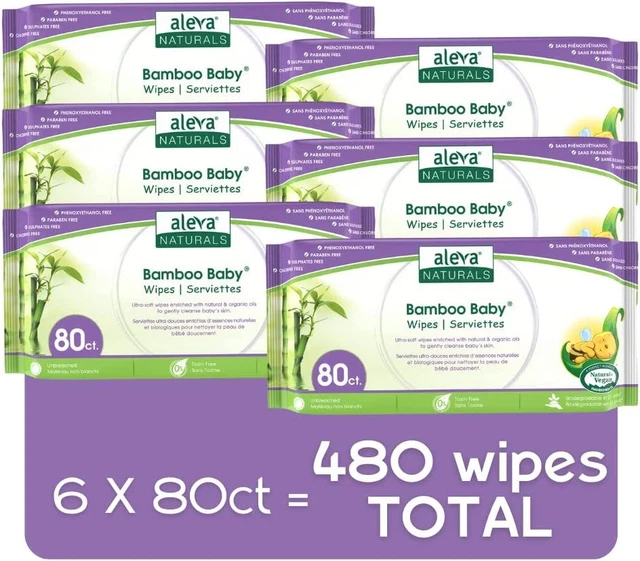 Aleva Naturals Bamboo Baby Wipes | Perfect for Sensitive Skin | Extra Strong...