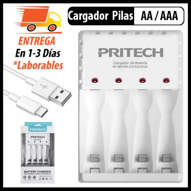 Cargador de Pilas AA / AAA Ni-MH Ni-CD, Cargador para Baterías Recargables