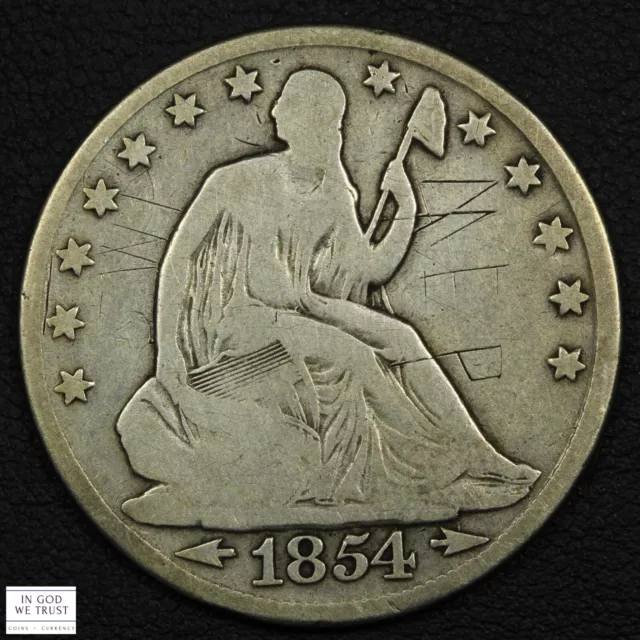 1854 O with Arrows Seated Liberty Silver Half Dollar 50C - Graffiti