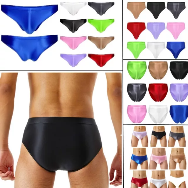 Sexy Mens Glossy High Waist Briefs Underpants Underwear Swimsuit Bottom Swimwear