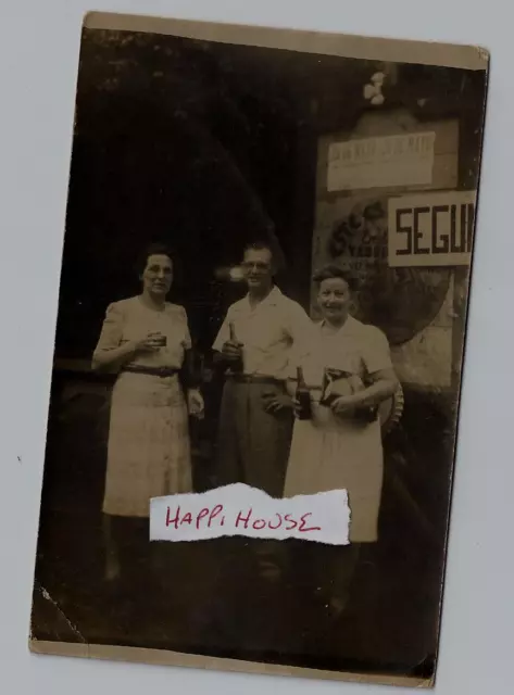 1947 Real Photograph Postcard / Having Beers at Havana Cuba Tropical Garden