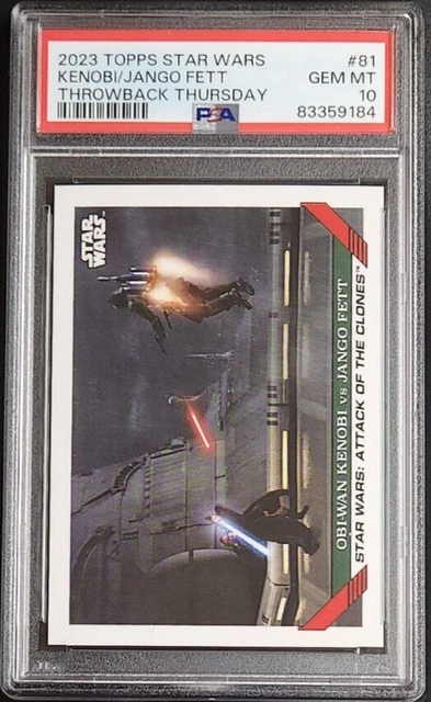 Kenobi vs Jango Fett 2023 Topps Throwback Thursday Star Wars #81 PSA 10 GEM MT