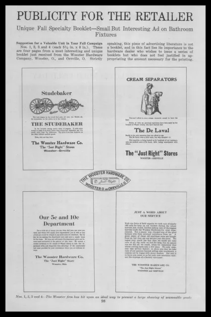 1914 Wooster Hardware Company "Just Right Stores" Orrville Ohio Article Print Ad