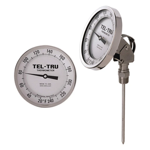 TEL-TRU AA575R-0267 Analog Dial Thermometer,Stem 2-1/2" L