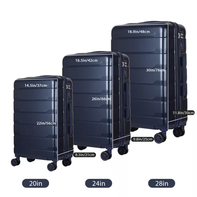 Luggage 3 Piece Set Suitcase Spinner Hardshell Lightweight TSA Lock 20/24/28 in 2