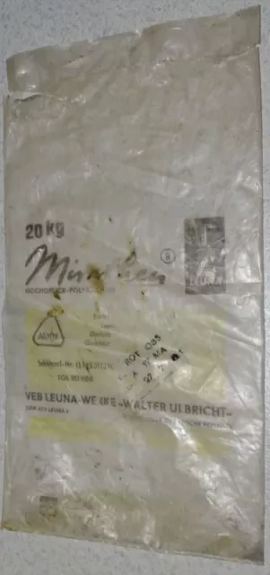 DDR Folie Sack VEB LEUNA Werk Walter Ulbricht 20kg MIRATHEN Version 1-alt schwac