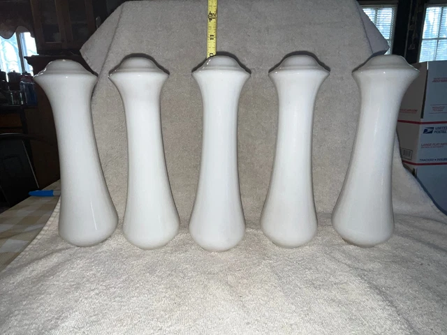 set of 5 milk glass empire globes - 1.25" fitter inside diameter - 9.75" Tall