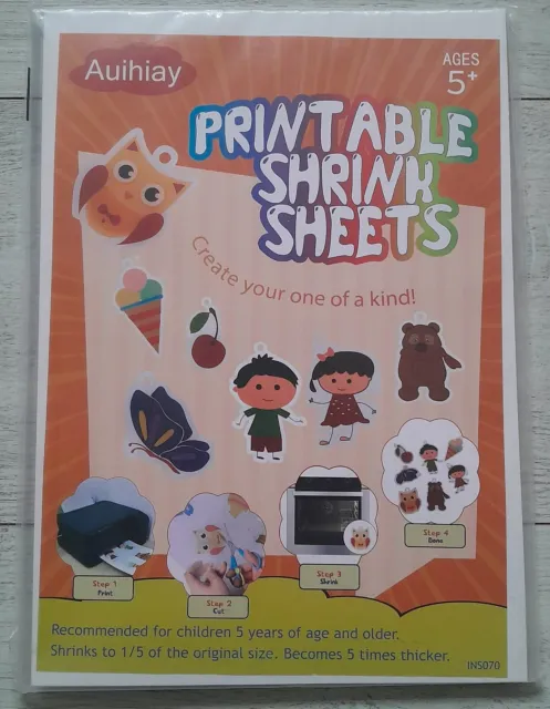 5 Sheets White Printable Shrink Plastic f/ Inkjet Printer Kids DIY UK Seller