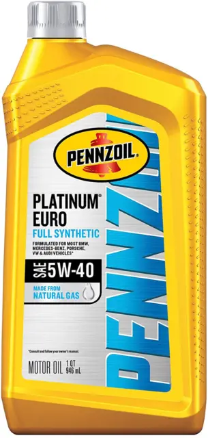 Pennzoil Platinum Euro Full Synthetic 5W-40 Motor Oil 1-Quart Case of 6