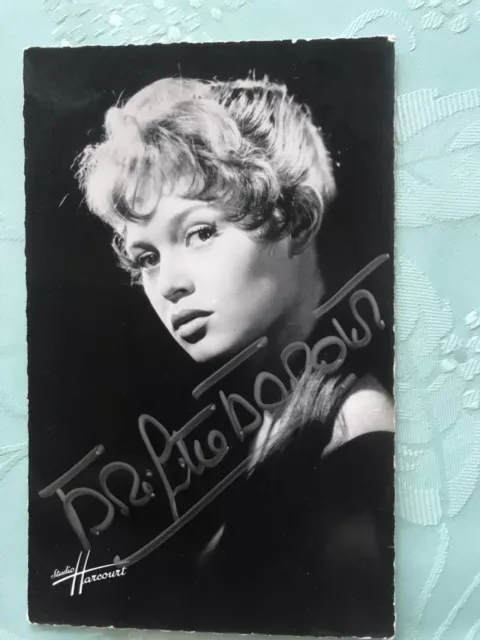 Autographe authentique Brigitte Bardot ancienne carte postale