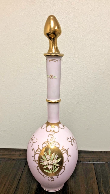HAND PAINTED PINK Glass Tumble Decanter & Tumbler Set, A.A.