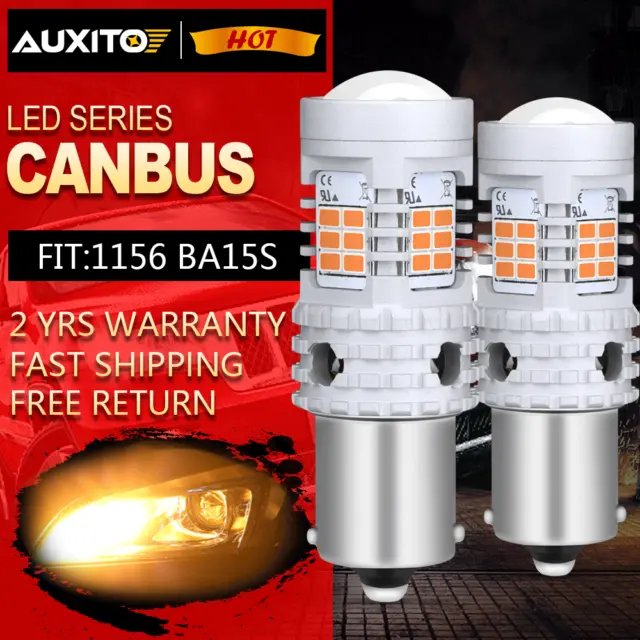 2X CANBUS BA15S P21W 7506 1156 Amber Car LED Turn Signal Light NO Hyper Flash