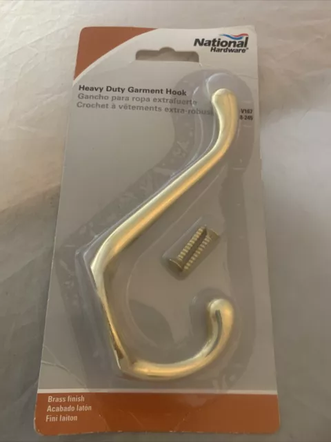 National Hardware N248-245 Heavy Duty 5" Coat And Hat Hook Polished Brass NEW