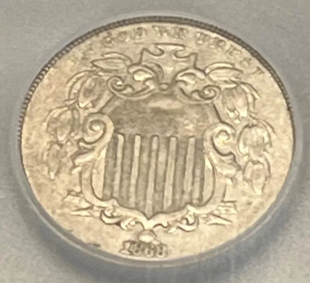 1868 Shield Nickel Anacs Au 50 Actual Coin #F1861