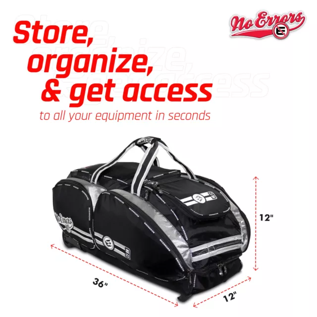 No Errors NOE2 Catchers Gear Bag with Wheels - Large Bag for Equipment & Helmet 3