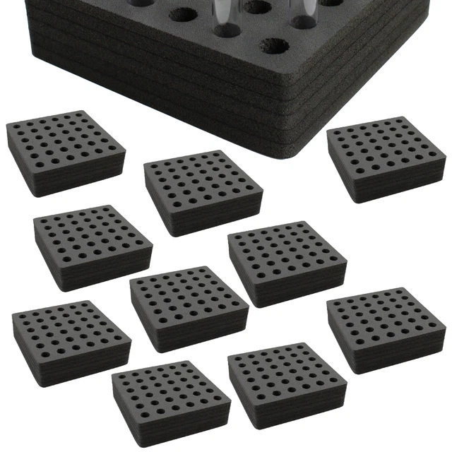 10 Test Tube Freezer Racks Black Foam Stand Transport Holds 36 Fits up to 16mm