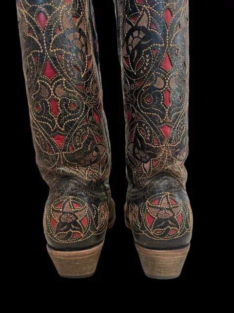 VINTAGE CORRAL SNIP Toe Cowboy Boots Distressed Romantic Western Boho ...