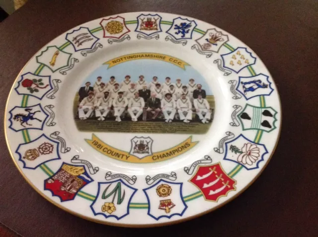 Coalport Bone China Collectors Plate - Nottinghamshire County  Champions 1981