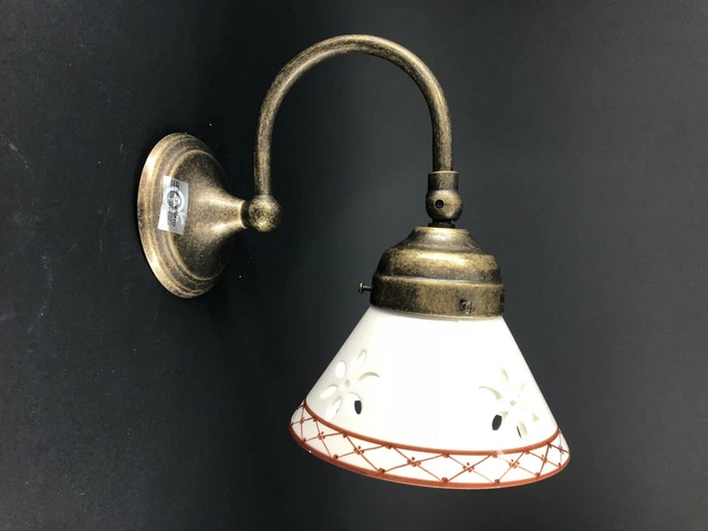 Aplique de Pared de Latón Envejecido Regulable Con Cerámica Blanca Marrón E14