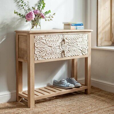 Indian French Style Wooden Console Table with 2 Drawers