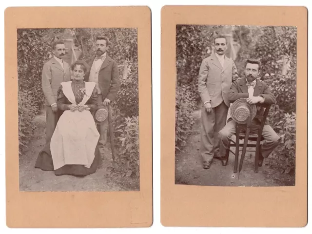 Photo 2 CDV family cab David d'Orimond or d'Arimont pose in the garden - 1900