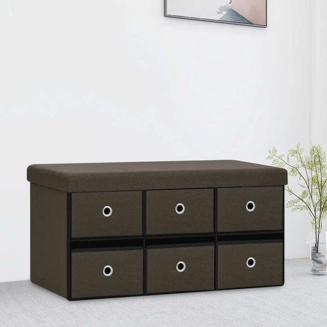 Vidaxl Cassapanca Pieghevole Marrone Scuro 76x38x38 cm in Simil Lino