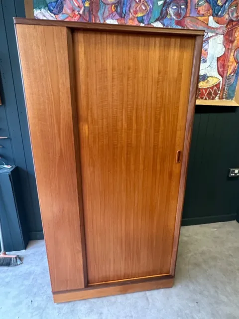 Mid Century 1960’s Vintage Teak Tambour Door Wardrobe From Austinsuite
