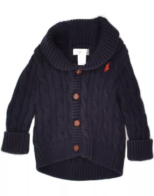 RALPH LAUREN Baby Boys Cardigan Sweater 6-9 Months Navy Blue Cotton BI08