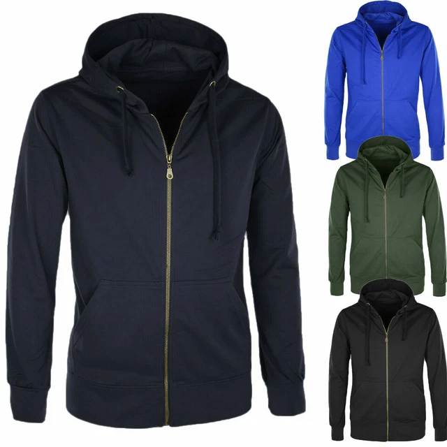 Felpa Uomo Con Cappuccio Cotone Leggero Maglia Zip Primavera Estate Sport VEQUE