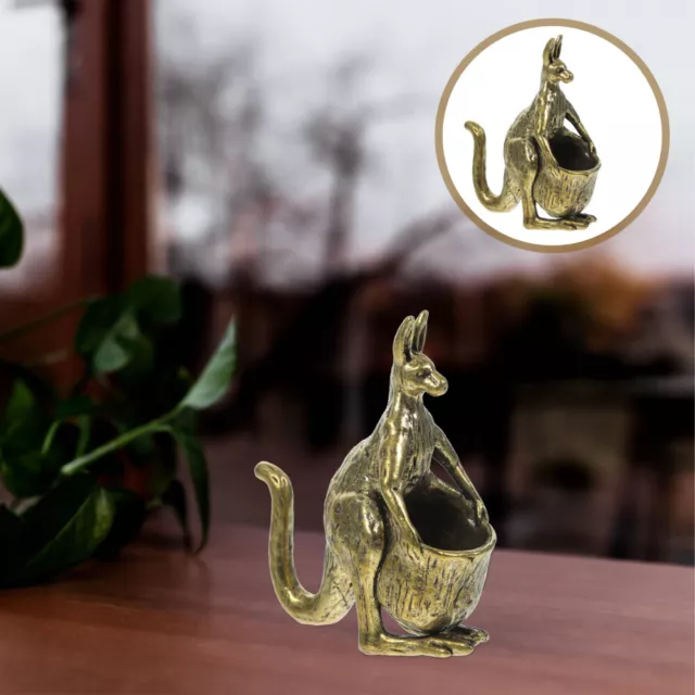 Brass Kangaroo Mini Animal Statue Fengshui Retro Decor for Wealth & Luck-GV