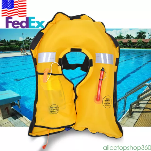 Adult Manual Inflatable Aid Sailing Kayak Canoeing Fishing Life Jacket Vest USA