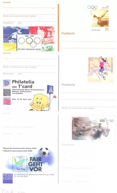 7 postfrische Ganzsachen Bund, dabei Luftpost Uso3,ARD-Gala,Philatelia-T+Olympia
