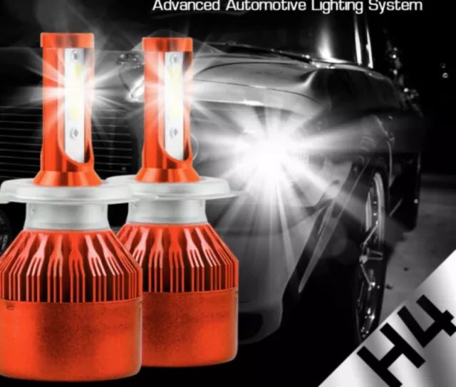 H4 9003 LED Headlight Lights Bulbs Kit 6500K Hid Laser White Color W/ Harness