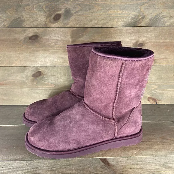 Ugg classic short Womens size 9 shoes purple suede Swarovski crystal boots