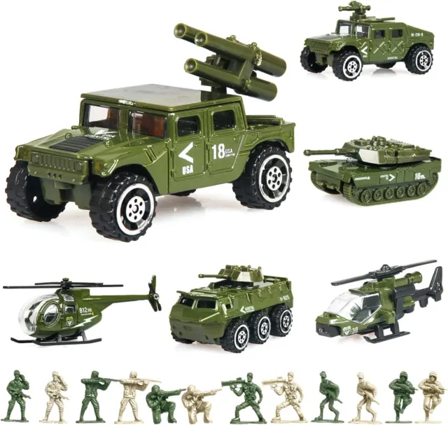 18 PACK DIE-CAST Military Vehicles Sets,6 Pack Assorted Alloy