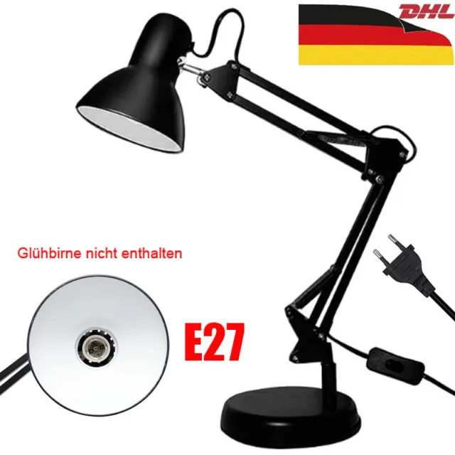 Retro Schreibtischlampe Klemmleuchte Metall Gelenkarm Tischlampe Leselampe Büro