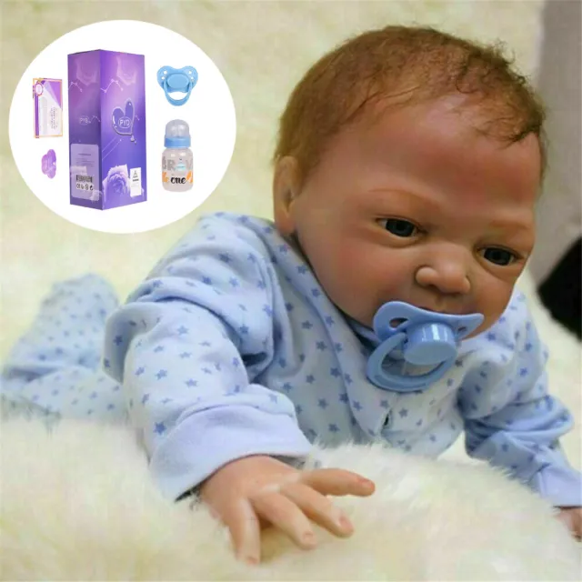 22" Reborn Baby Dolls Realistic Boy Vinyl Silicone Handmade Newborn Dolls Gift