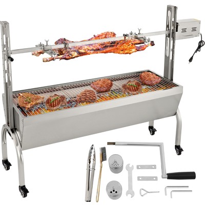 Barbecue à Broche électrique En Acier Inoxydable - Pour Cochon De Lait, Agneau, Poisson - Moteur 220V - Hauteur Réglable - Charge Max 40 Kg
