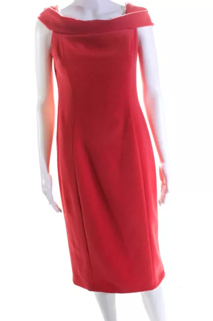 Theia Womens Off The Shoulder Crepe Dress Coral Pink Size 10