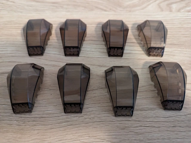 Lot of 8 Lego 6x4x2 Translucent Black Windscreen (Moderate Wear) 41883