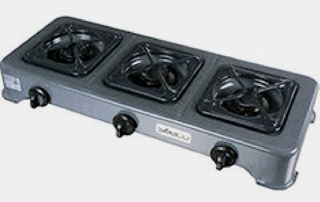 Portable Three Burner Gas Stove Fully Porcelain Steel Burner