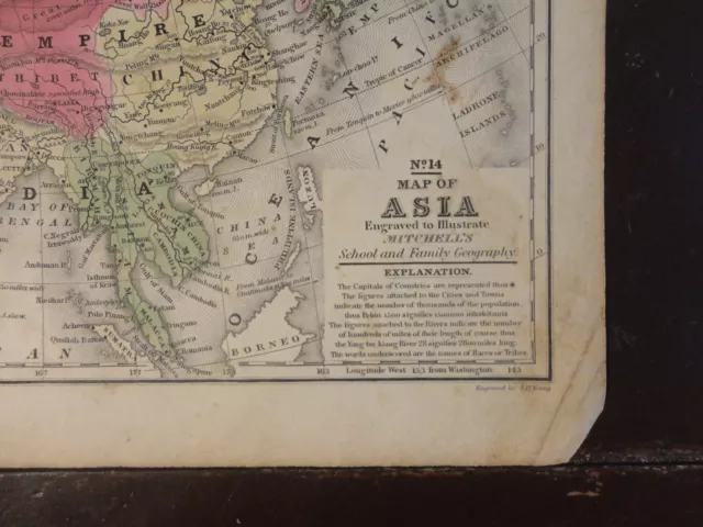 1840 Hand Colored Engraved Map of Asia, Pub. in Mitchell's Atlas 2