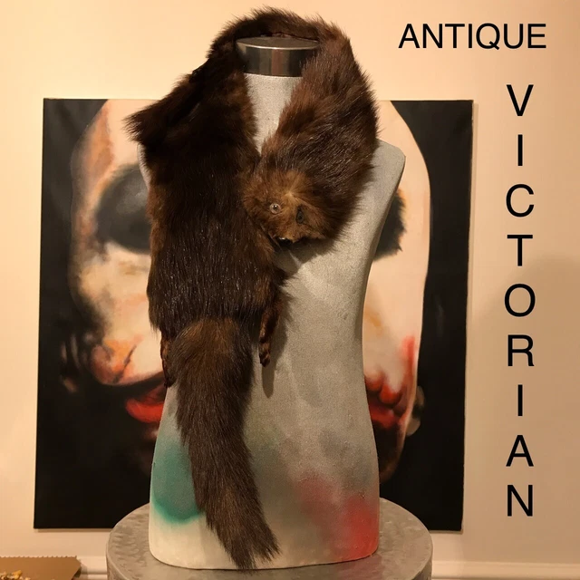 1900-1920 Taxidermy Double Pelt Mink Collar With Tails Feet And Claws 1900-1920 Taxidermy Double Pelt Mink Collar With Tails Feet And Claws