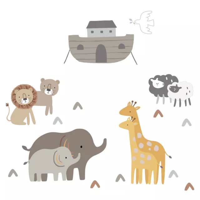 Lambs & Ivy Baby Noah Ark/Boat with Pairs of Animals Wall Decals/Stickers