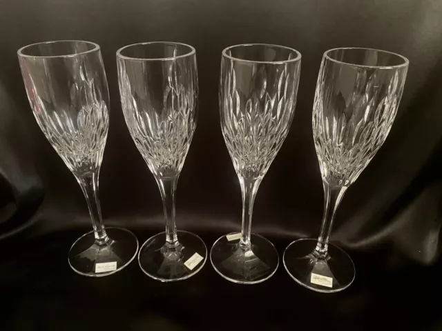 Royal Doulton Crystal, 4x Champagne Flutes, RETRO 26652 Pattern, Vertical Cuts