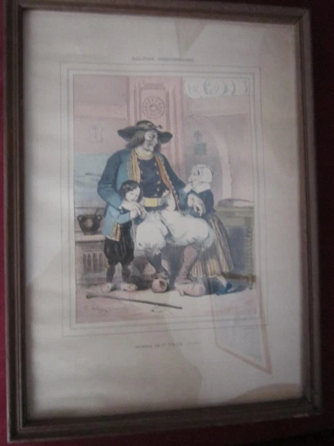 Lithographie Ancienne 'Homme De Noyal-Pontivy' Par Lalaisse - Galerie Armoricaine, XIXe Siècle