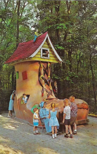 Vintage Pennsylvania Chrome Postcard Ligonier Story Book Forest Old Lady Shoe