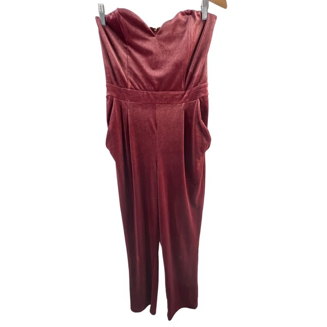Express red velvet jumpsuit cheap